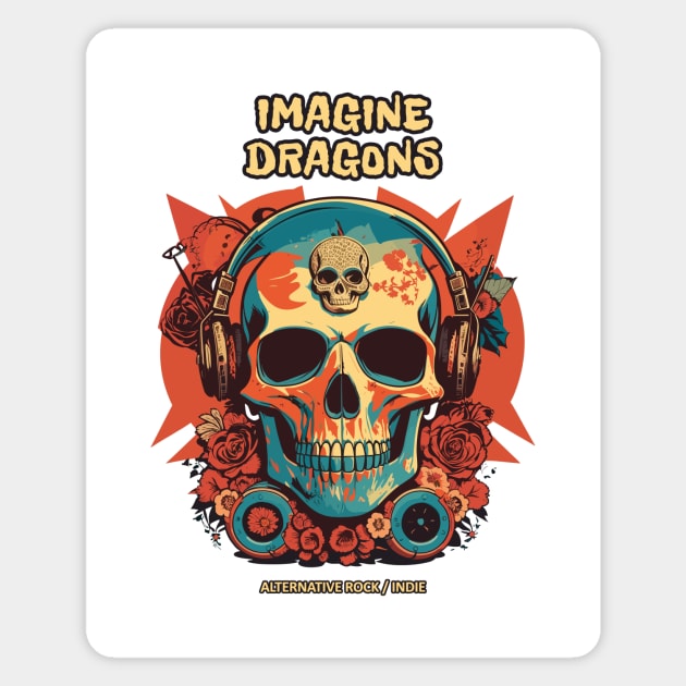 skull imagine dragon Magnet by Retro Project